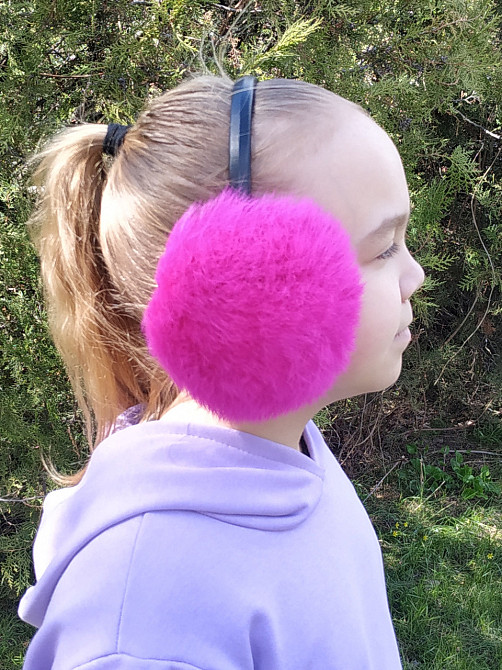 Хутряні навушники дитячі з кролика Фуксія Харків - фото 2