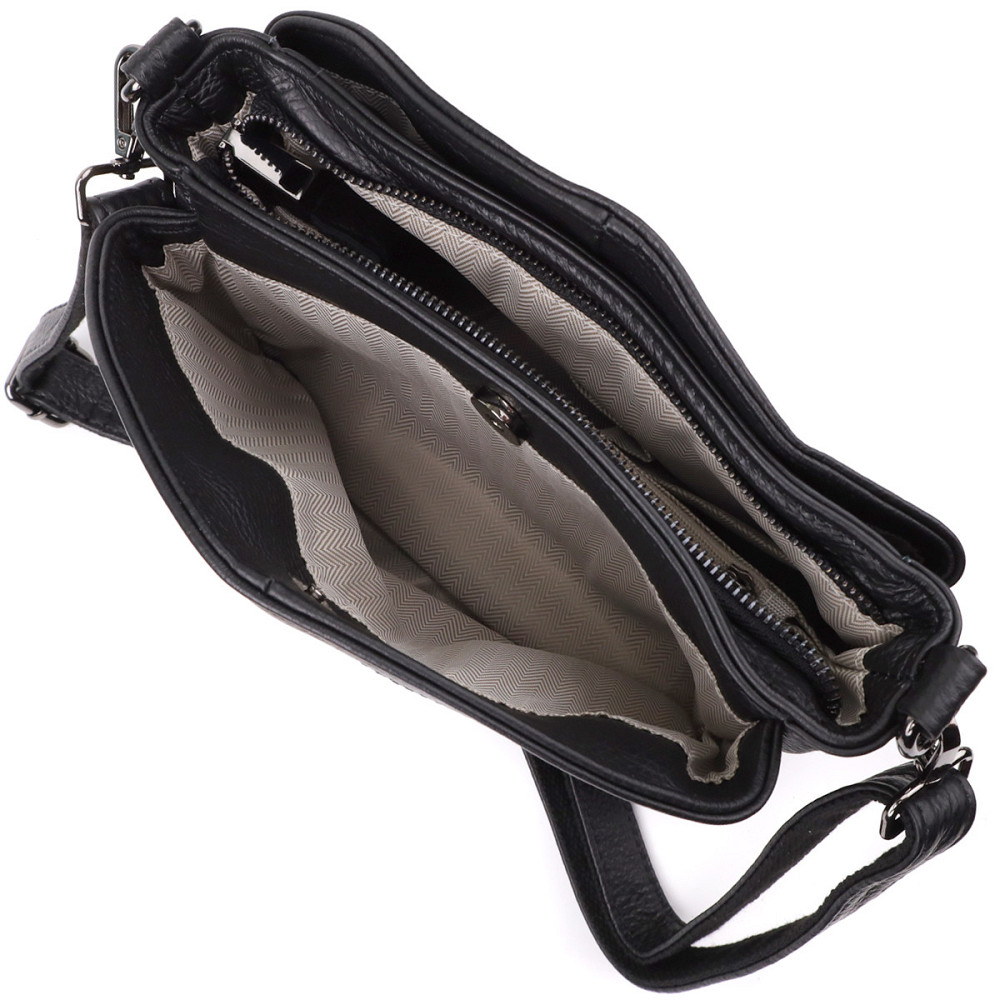 Сумка на плечо из натуральной кожи для женщин Vintage 23007 Черный Киев - изображение 9