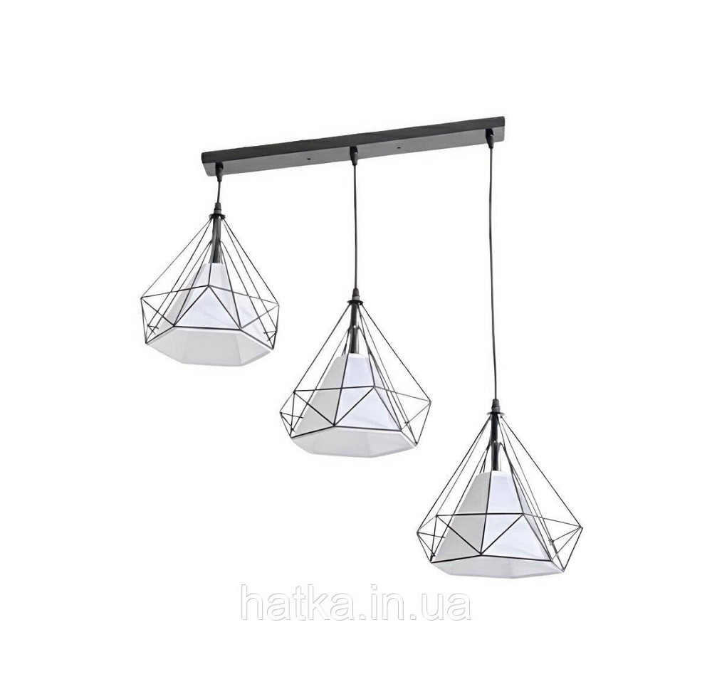 Підвісний світильник на три плафони VALESO TY01B-3 Лофт чорний E27 Київ - фото 1