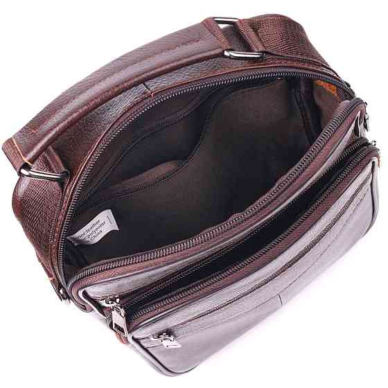 Зручна чоловіча сумка з ручкою шкіряна 21276 Vintage Коричнева Київ