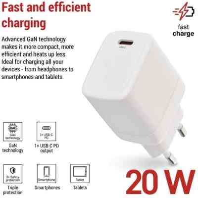 Зарядное устройство EMOS V01G20 USB-C PD20W GaN (V01G20) Винница