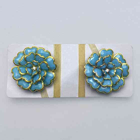 Магніти для штор і гардин Квітка набір 2 шт Блакитний з золотистим (81-309) Київ