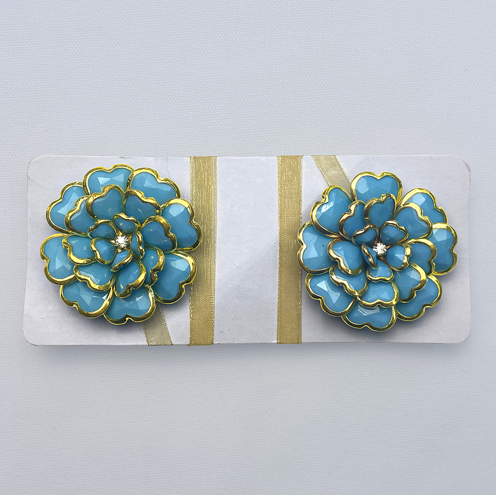 Магниты для штор и гардин Цветок набор 2 шт Голубой с золотистым (81-309) Киев - изображение 6