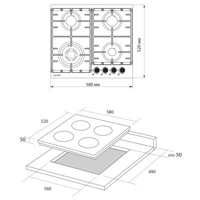 Варочная поверхность Pyramida PFG 604 T WH B Винница - изображение 5
