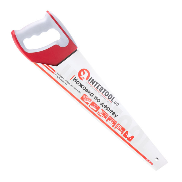 Ножівка по деревині, 450 мм, з гартованим зубом, потрійне заточування, 11 зуб/дюйм INTERTOOL HT-3162 Київ - фото 6