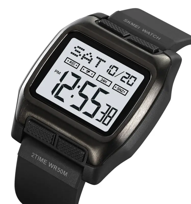 Часы мужские спортивные наручные Skmei 2193 (Черный с белым циферблатом) Киев - изображение 2