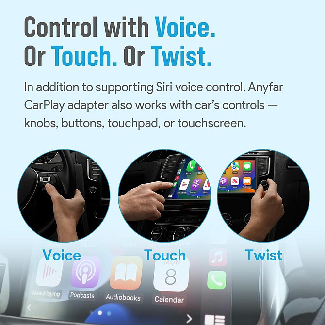 CarPlay для iPhone, конвертер провідного карплей для iOS 10+, бездротовий адаптер для авто з 2017р, з Bluetooth Wi-Fi Київ - фото 5