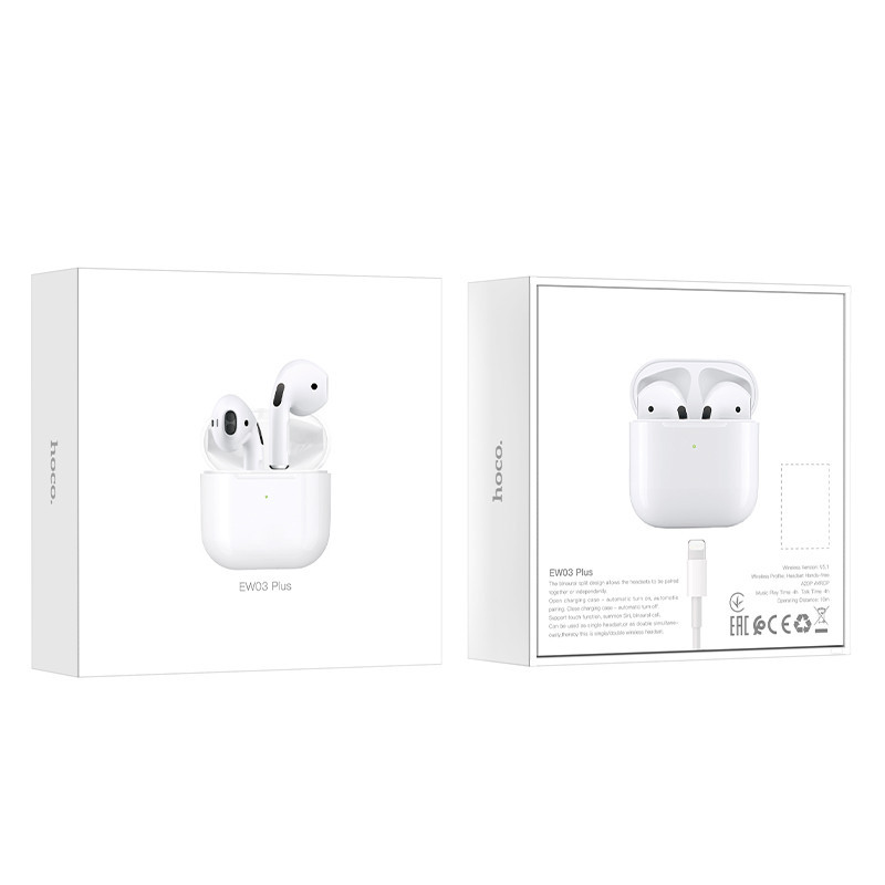 Бездротові навушники HOCO EW03 Plus True wireless BT headset White Київ - фото 3