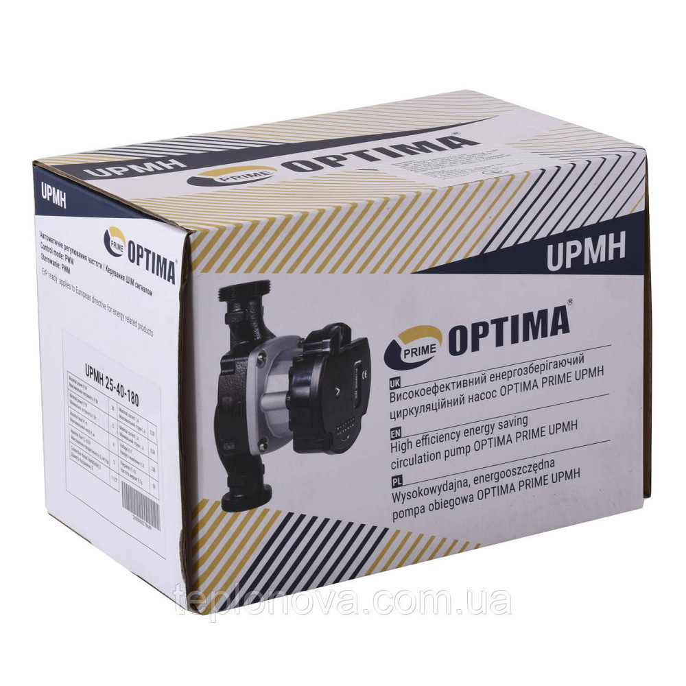 Насос циркуляційний енергоощадний Optima PRIME UPMH 25-40AUTO 180 мм + гайки Чернівці - фото 5