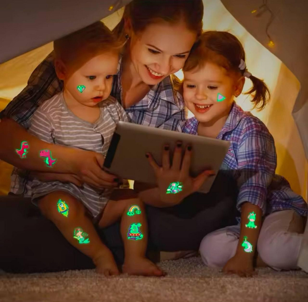 Дитячі тимчасові тату перекладні, флуоресцентні тату для дітей, водостійкі тату, що світяться, 5 лис Київ - фото 10