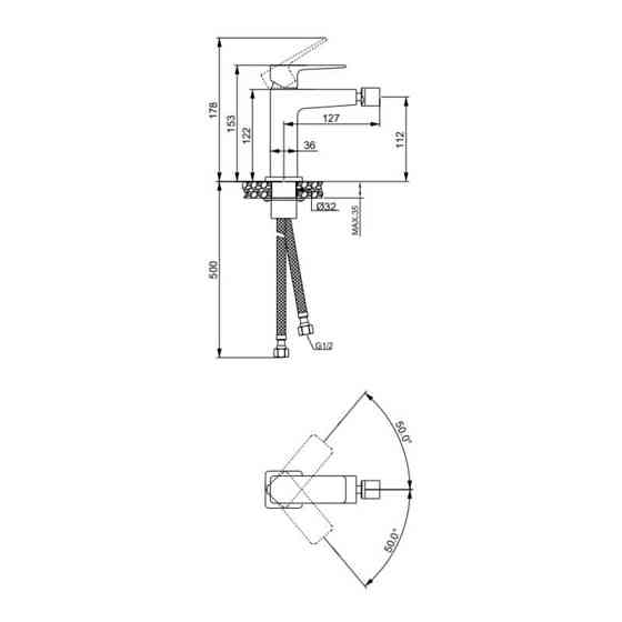 Смеситель латунный для биде Lidz Orion 001AF (k25) LDORI001AFCRM48095 Chrome Киев
