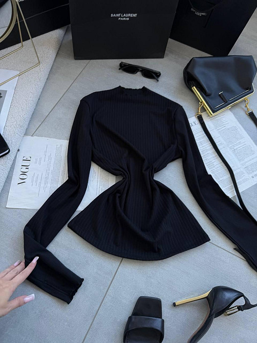 Женский теплый базовый гольф из ангоры рубчик Черный, 42/46 Одесса - изображение 3