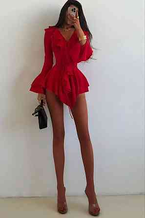 Жіноча стильна мініплаття-комбез мікродайвінг Червоний, 46/48 Одеса