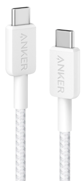 Кабель Anker 322 USB-C to USB-C - 0.9m Nylon White (6962732) Київ - фото 1