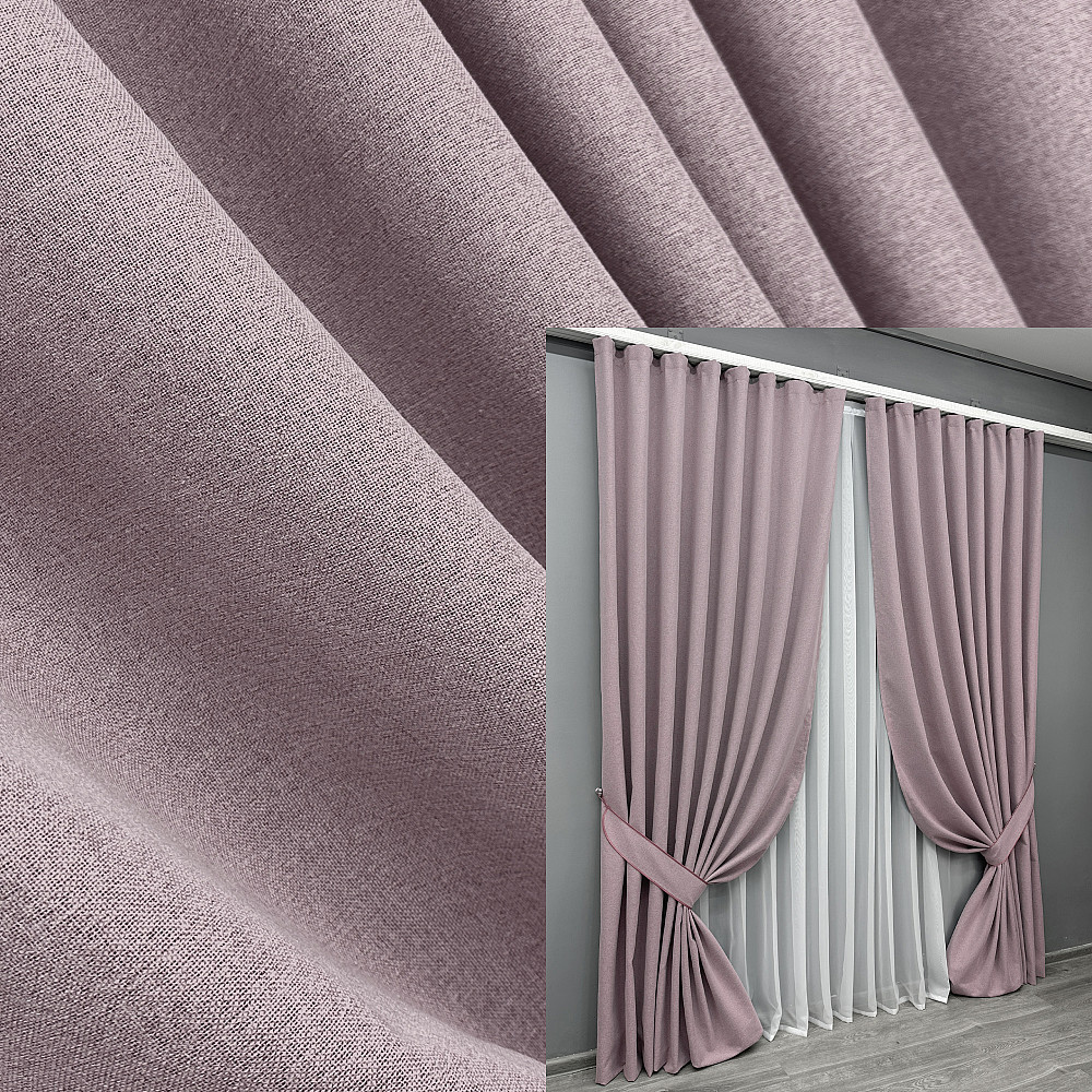 Комплект готовых штор VR-Textil Блэкаут двусторонний ASHEN NIGHT № 1843ш Пудровый 150х290 см 2 шт (33-0896) Киев - изображение 1