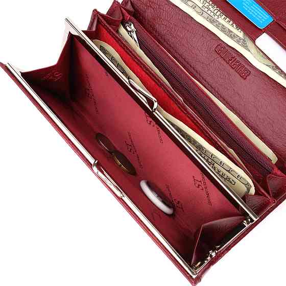 Елегантний гаманець у два складення з натуральної шкіри ST Leather 23065 Бордовий Київ