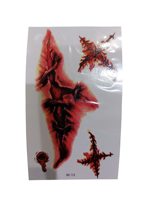 Тату Хелловін наклейки рани зі швами 10 на 6 см червоний Київ - фото 1