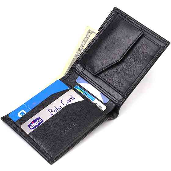 Классическое горизонтальное мужское портмоне из натуральной кожи флотар CANPELLINI 21778 Черное Киев