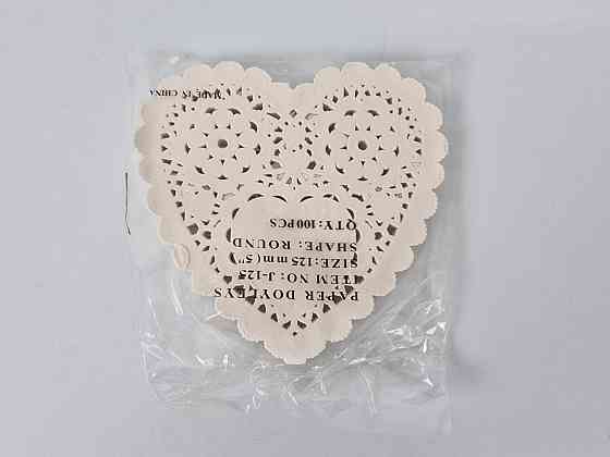 Салфетка ажурная СЕРДЦЕ Ф12,5(100шт) Бежевый (1 пачка) Харьков