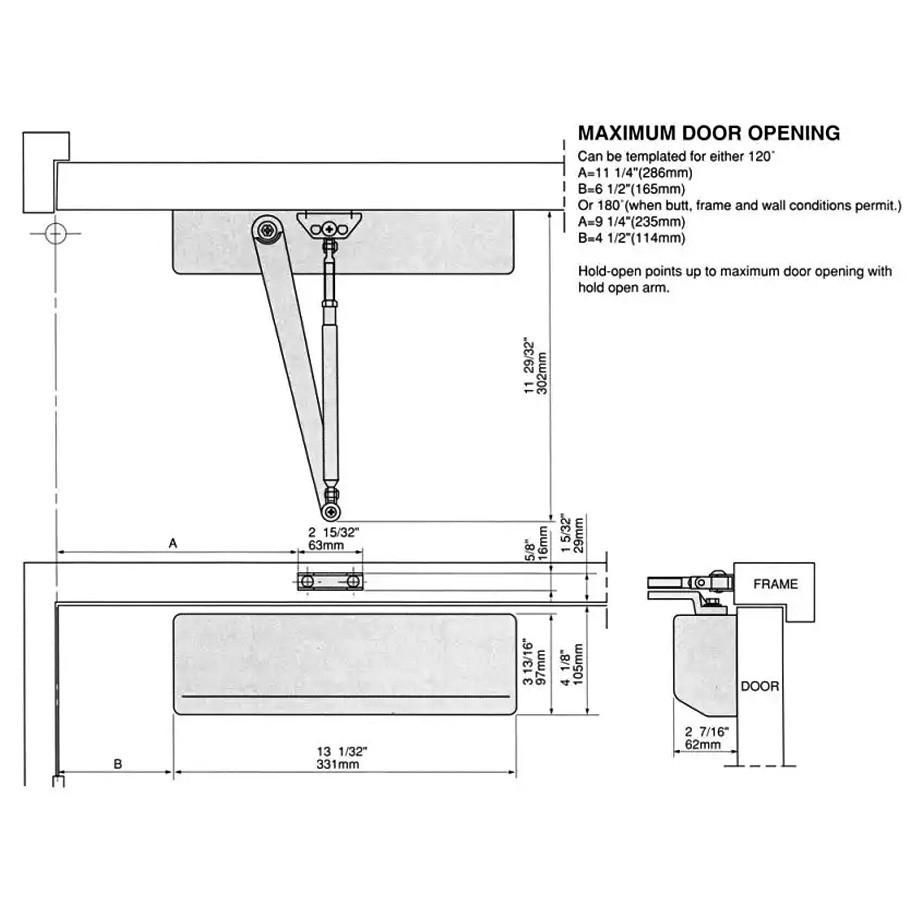 Доводчик дверей 200 кг RYOBI 4550 dark bronze Киев - изображение 10