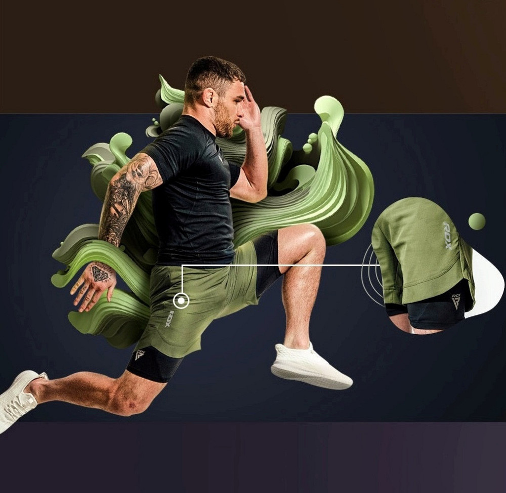 Компресійні спортивні шорти для єдиноборств зелені MMA RDX T16 GREEN/BLACK розмір XL Київ - фото 8