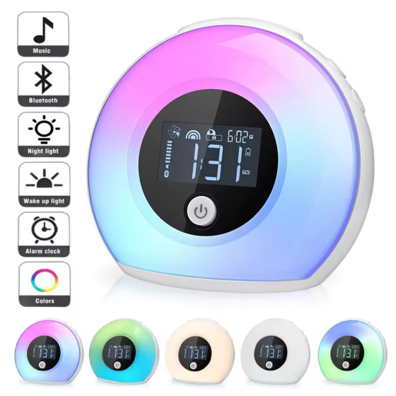 Уцінка: Багатофункціональний нічник-будильник 5 в 1 з Bluetooth-колонкою TIYOON SG-1 (Колір: Білий, Регульоване LED-світло, Blueto Київ