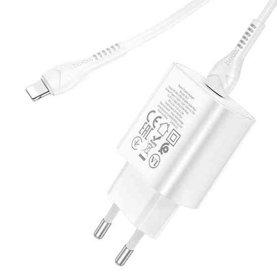Мережевий зарядний пристрій з кабелем HOCO N22 Jetta PD25W charger set (Type-C to iP)(EU) White Одеса