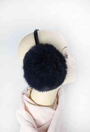 Хутряні навушники дитячі з кролика Темно-синій Харків