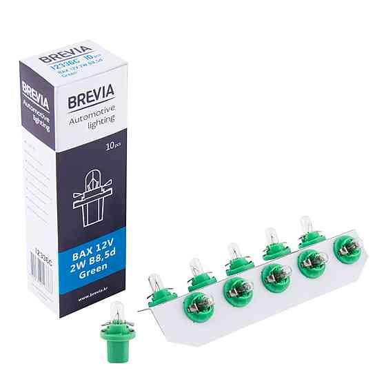 Лампа розжарювання Brevia BAX 12V 2W B8,5d Green CP, 10шт Киев