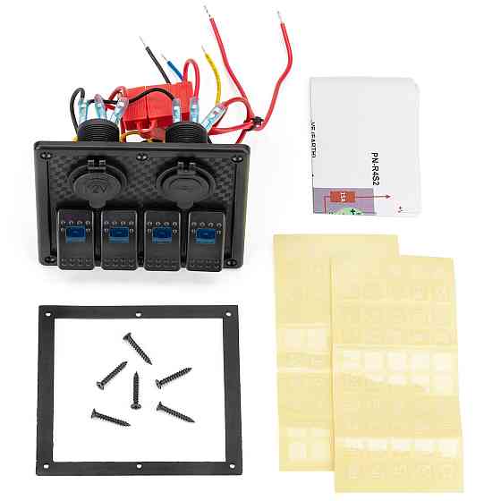 Панель на 4 переключателя автомат 70х110мм + прикуриватель и двойной USB порт HF60-324B Киев