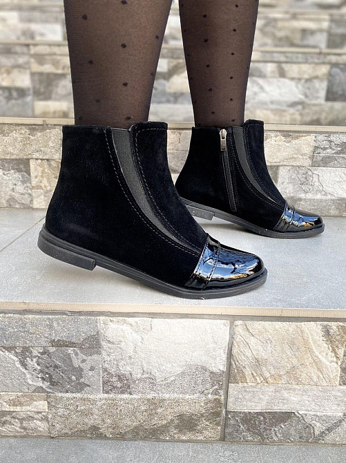 Maxi Жіночі черевики Maxi чорні замша+лак весна-осінь 36р.-23.5см 37р.-24см 38р.-25см 40р.-26см Коломыя - изображение 3