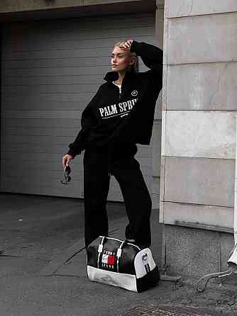 Жіночий теплий прогулянковий костюм-двійка в спортивному стилі тринитка на флісі Чорний, 42/44 Одеса