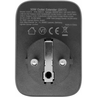 Зарядний пристрій Ugreen 3xUSB 30W Outlet Extender (2хUSB-A+USB-C) CD314 (90613) Вінниця - фото 9
