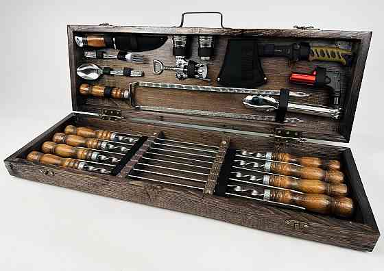 Подарочный набор шампуров в деревянном кейсе ГРИЛЬ-2 HAPPY DAYS Подарок руководителю от коллектива Тернополь