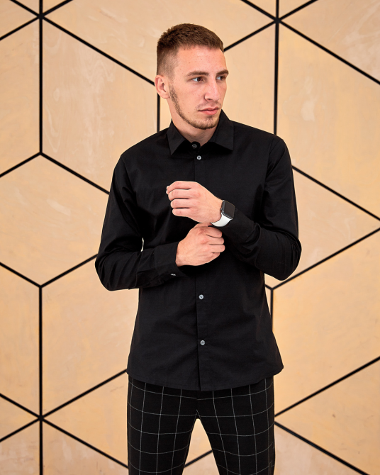 Рубашка мужская классическая Черный L Харьков - изображение 5