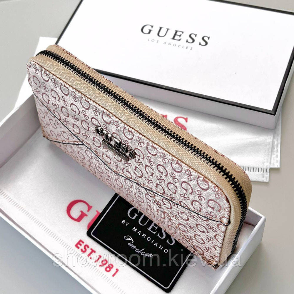 Жіночий гаманець на змійці Guess (7595) бежевий Київ - фото 7
