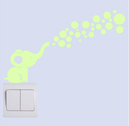 Люминесцентная наклейка Слон 15 на 15 см салатовый Киев - изображение 2