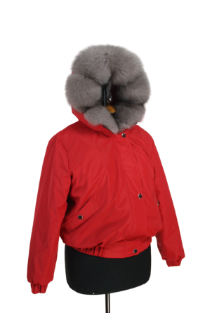 Бомбер женский с мехом песца 42 Красный Харьков