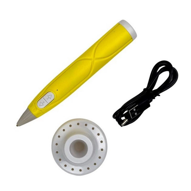 Набор для творчества 3D ручка AK 0011(Yellow) 17 см, 9 трафаретов Винница - изображение 3