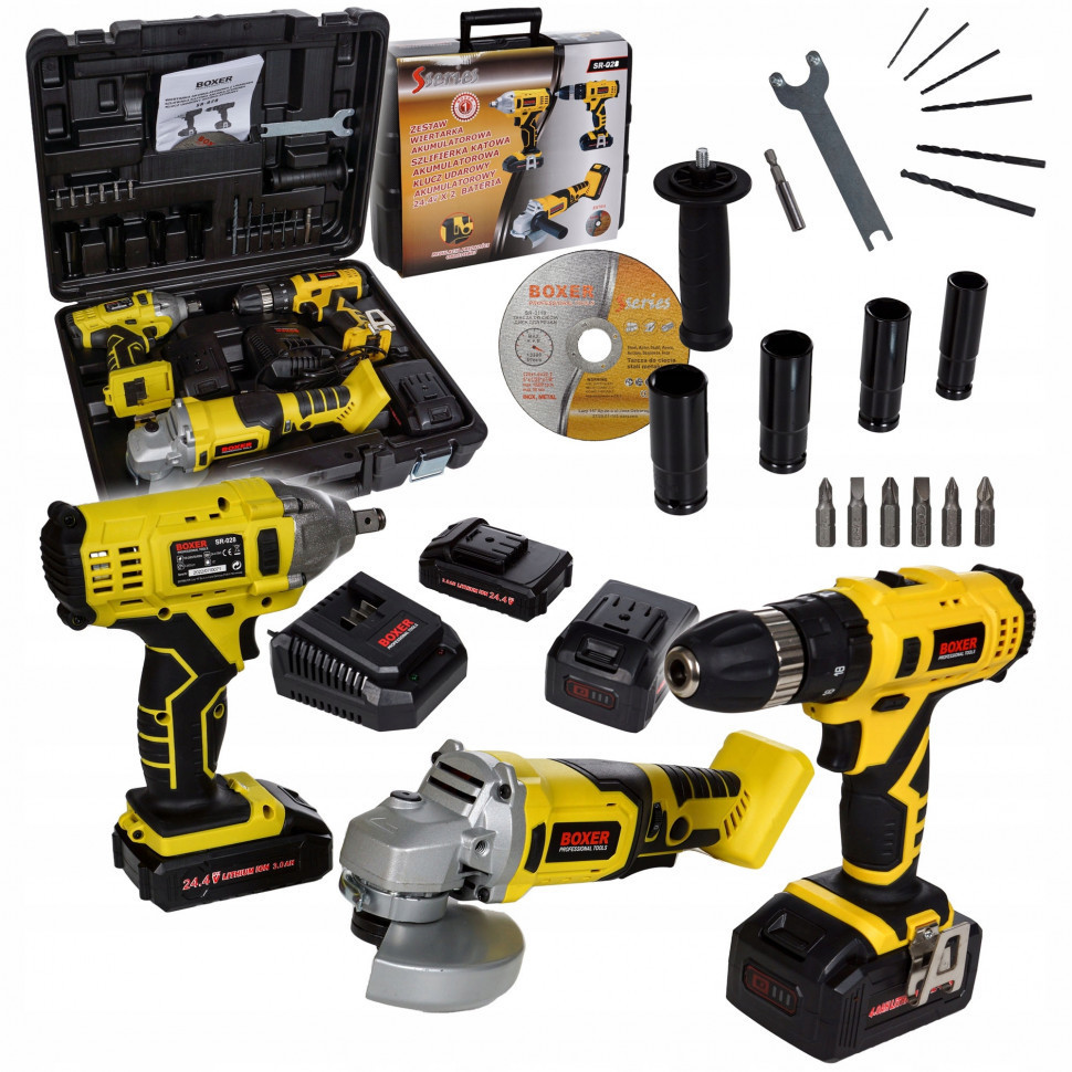 SR-028 Набір Акумуляторний 3в1: Дриль-Шуруповерт, Ударний Гайковерт, Болгарка 24,4V + 2 Акумулятори Одеса - фото 1