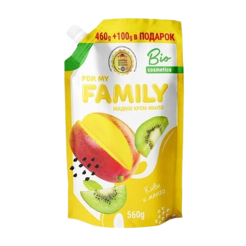 Крем-мило Очищувальна дія 560мл (дой-пак) Ківі та манго For my family Житомир - фото 1