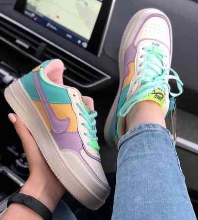 Кроссовки Nike Force Белые Женские Кожаные Форсы Разноцветные Найк Shadow (размеры: 36,37,38,39,40,41) - 2 Днепр