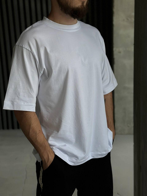 Футболка базова чоловіча оверсайз Білий 48/52 Харків - фото 1