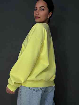 Свитшот женский A-N 30070-1 базовый оверсайз однотонный, желтый, one size Киев