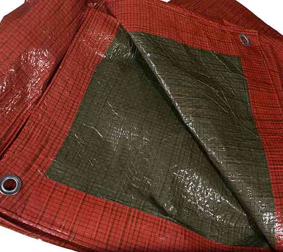 Тент  80г/м2  5м*6м двухцветный зелёно-оранжевый тент тарпаулин Днепр