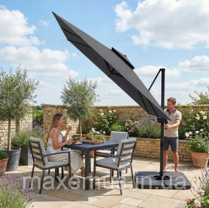Садовый зонт консольный с наклоном Bonro B0 1 9 3х3 м Серый (от солнца для террасы) Мостиска - изображение 20