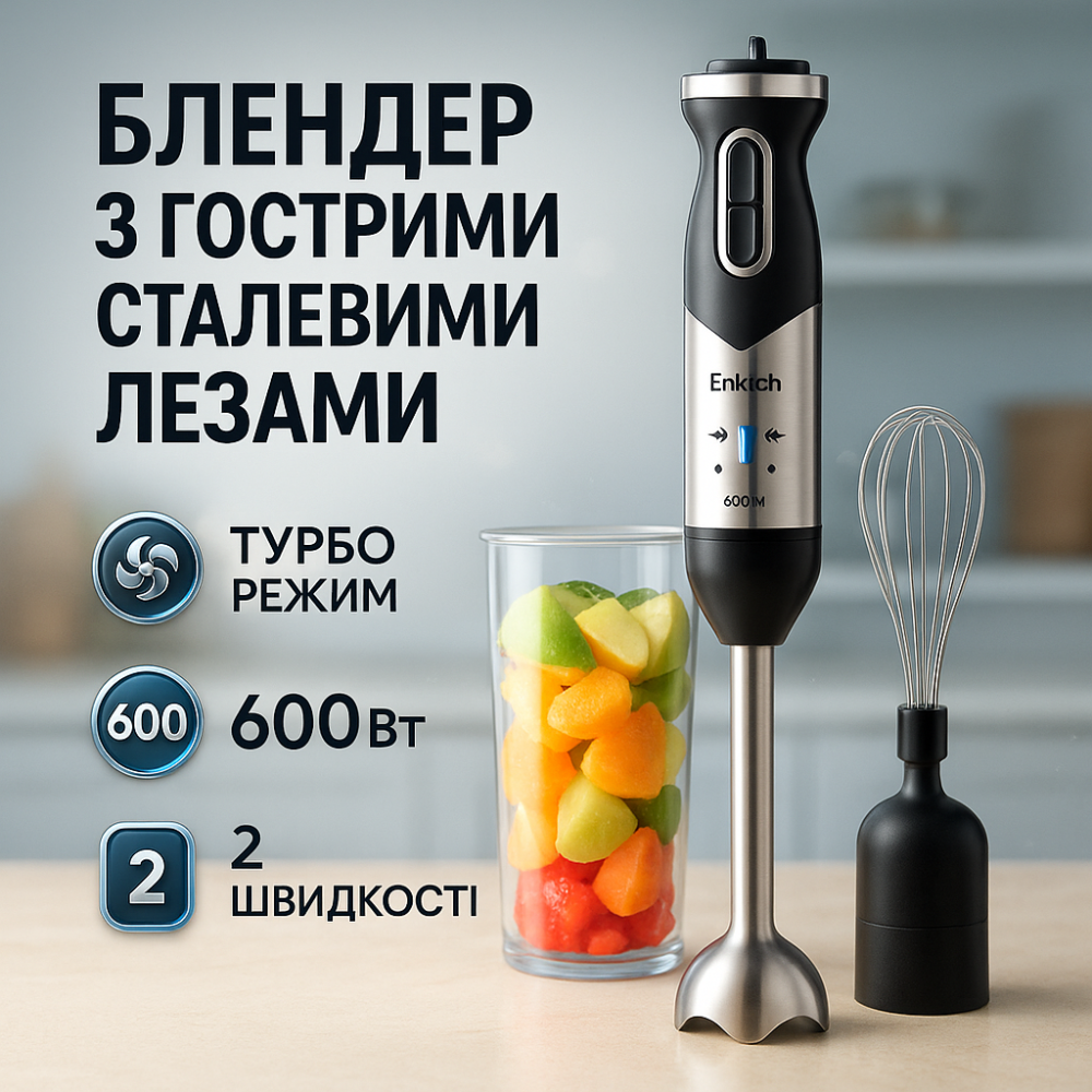 Блендер классический, Погружной кухонный блендер чоппер с венчиком для детского пюре GH-56 Львов - изображение 14