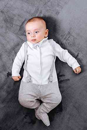 Комбинезон нарядный для малышей, молочный, 100% хлопок Крохатушка одяг Киев