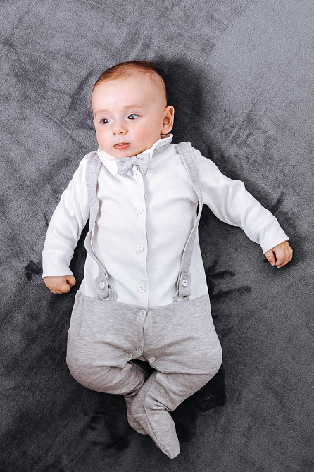 Комбинезон нарядный для малышей, молочный, 100% хлопок Крохатушка одяг Киев - изображение 2