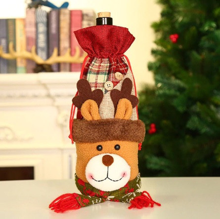 Новорічний чохол на пляшку Олень розмір 29*13см, ткань Київ - фото 1